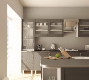 3D render of a contemporary kitchen interior